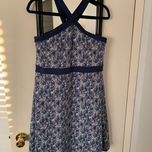 Blue and white halter dress
